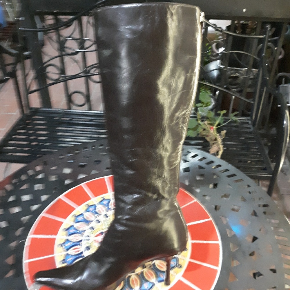 Shoes leather heel boots women's